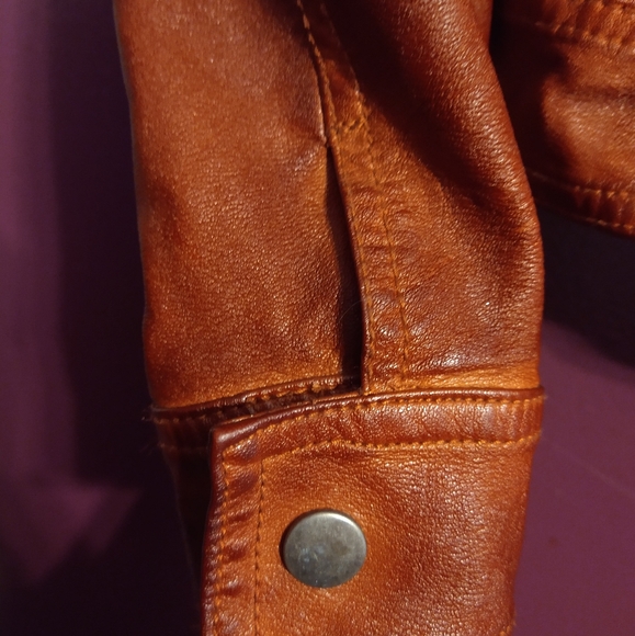 Sebby Collection Faux Leather Medium Brown Jacket - Picture 9 of 14